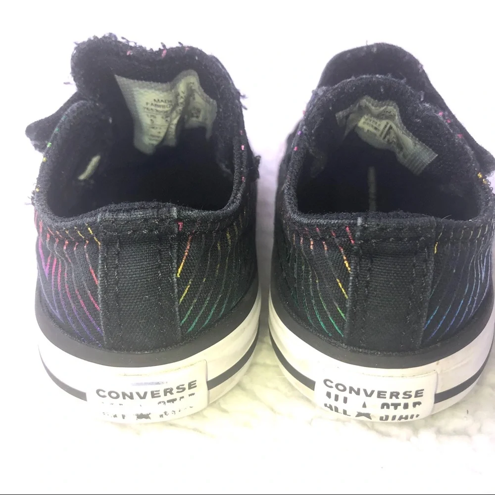 Converse All Star Chucks sneakers neon stripe black shoes toddler baby size 5